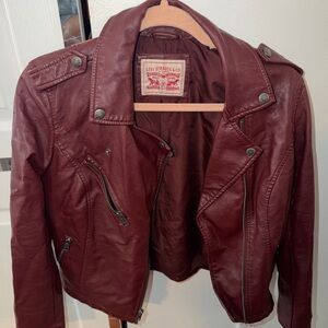 Levi's Women's Deep Burgundy Faux Leather Moto Jacket
